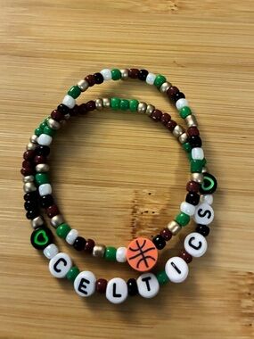 Celtics Basketball Beaded Bracelet Set